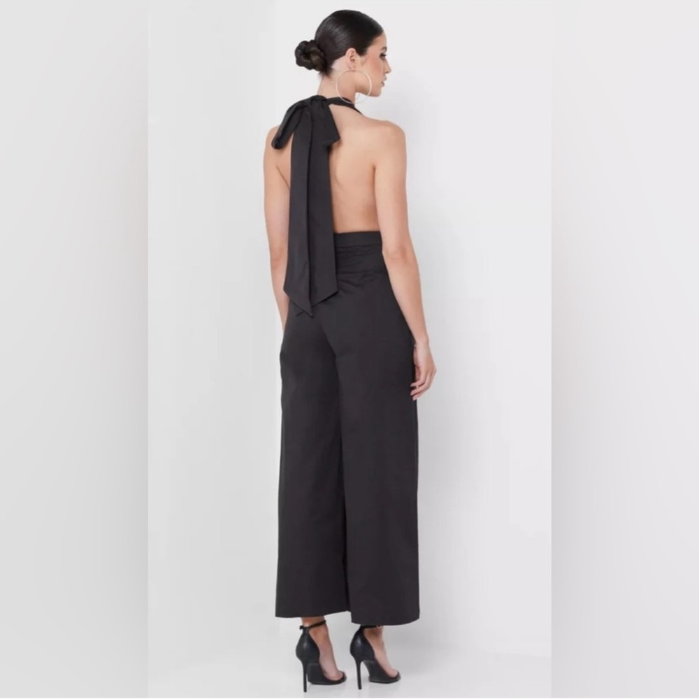 AMYLYNN Atlanta Overall Tie Neck Jumpsuit in Washed Black - S